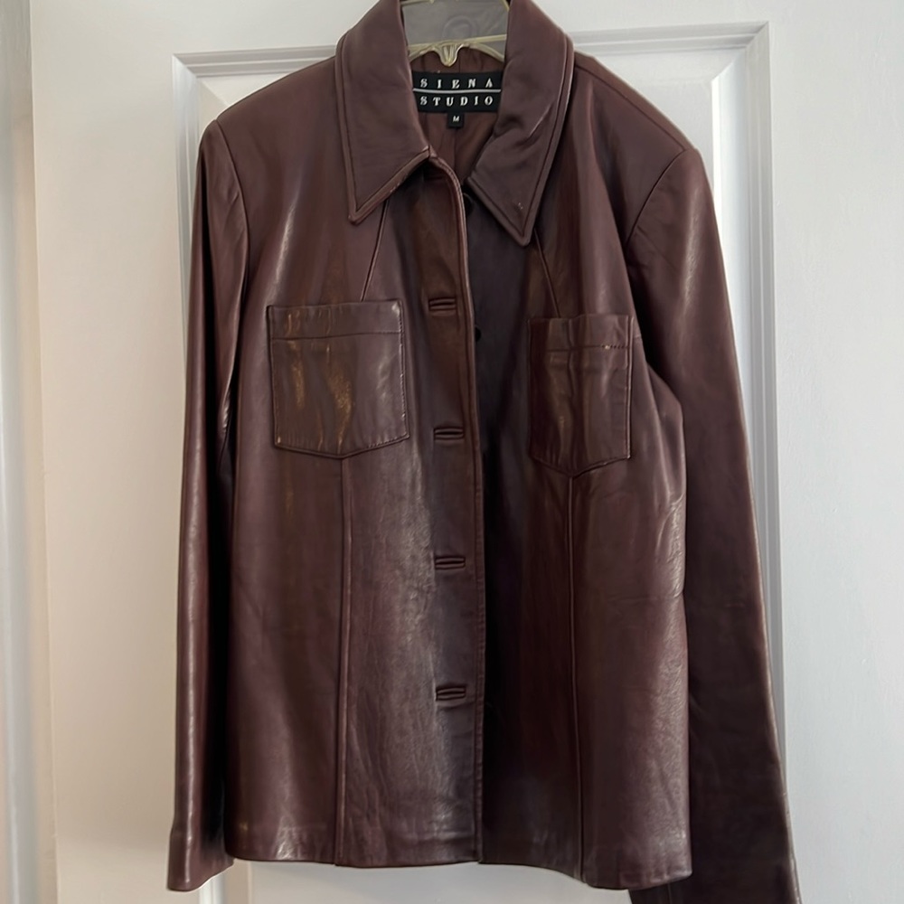 Siena studio brown 5 button leather jacket - size Medium